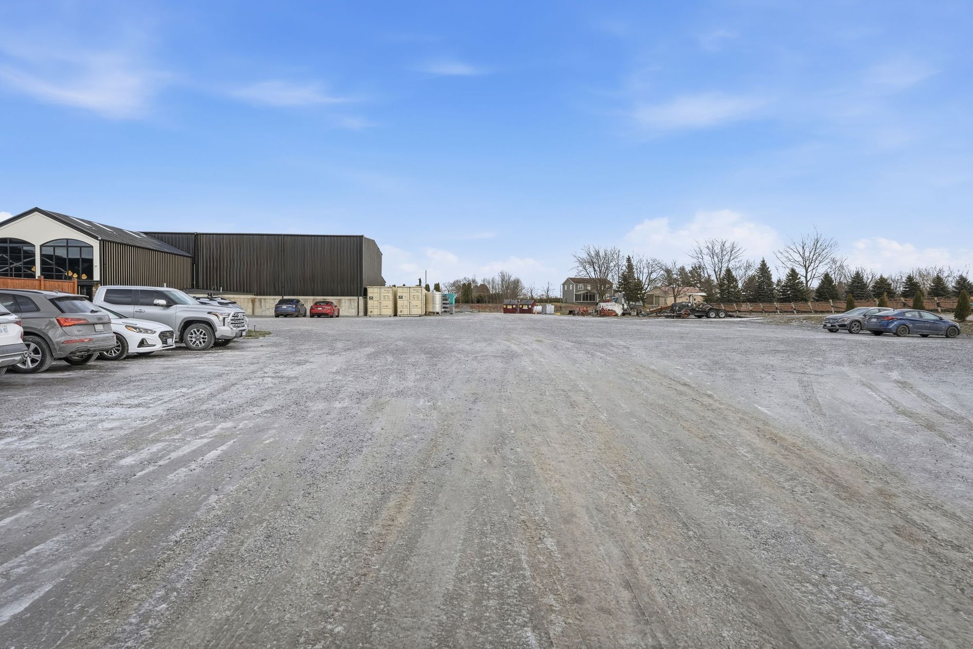 The parking field beside the winery