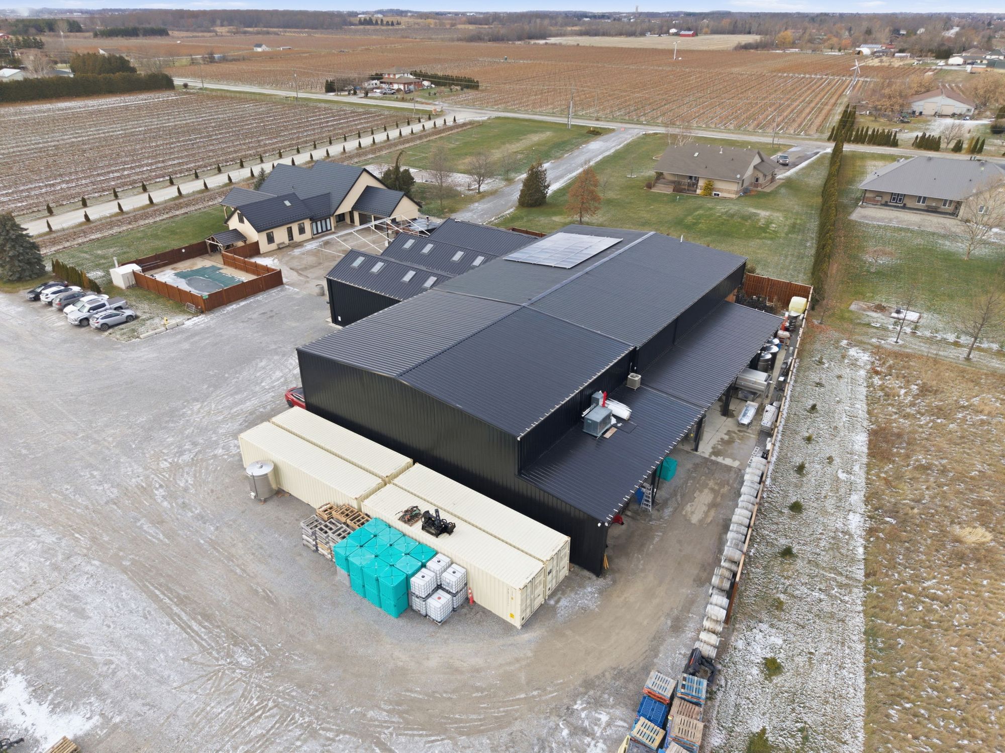 The production building and service yard from above