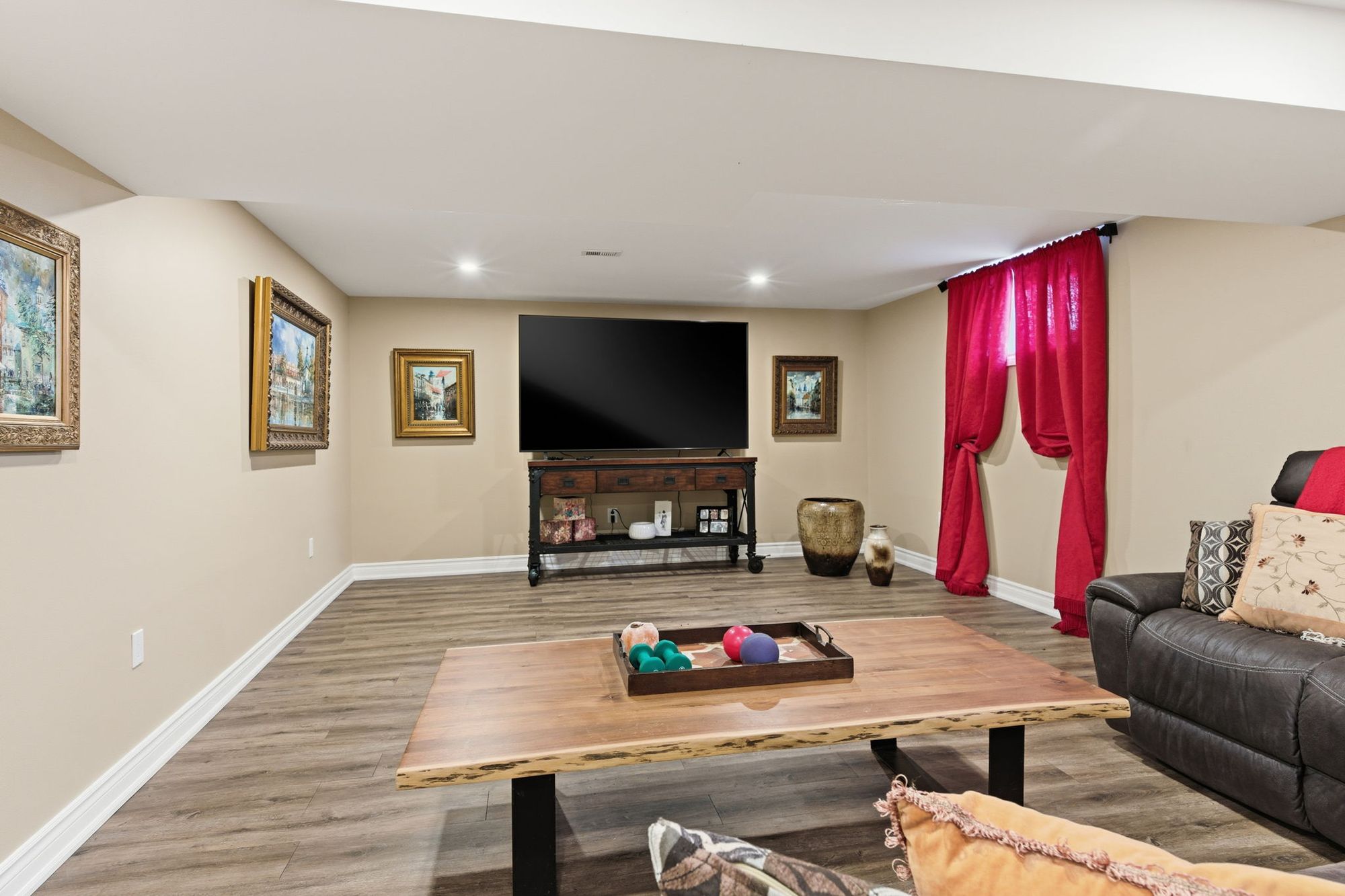 The lower-level recreation room